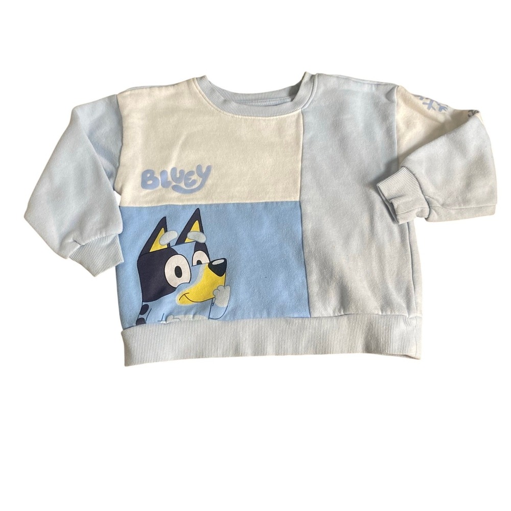 Bluey color block character crew pullover sweatshirtโ SIZE 3T